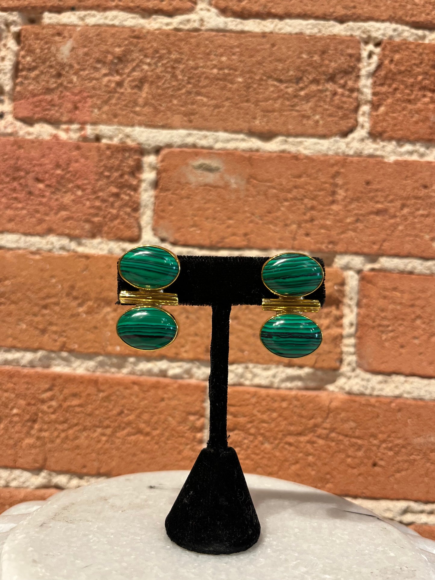 Jan Maclaughlin Earrings- Malachite