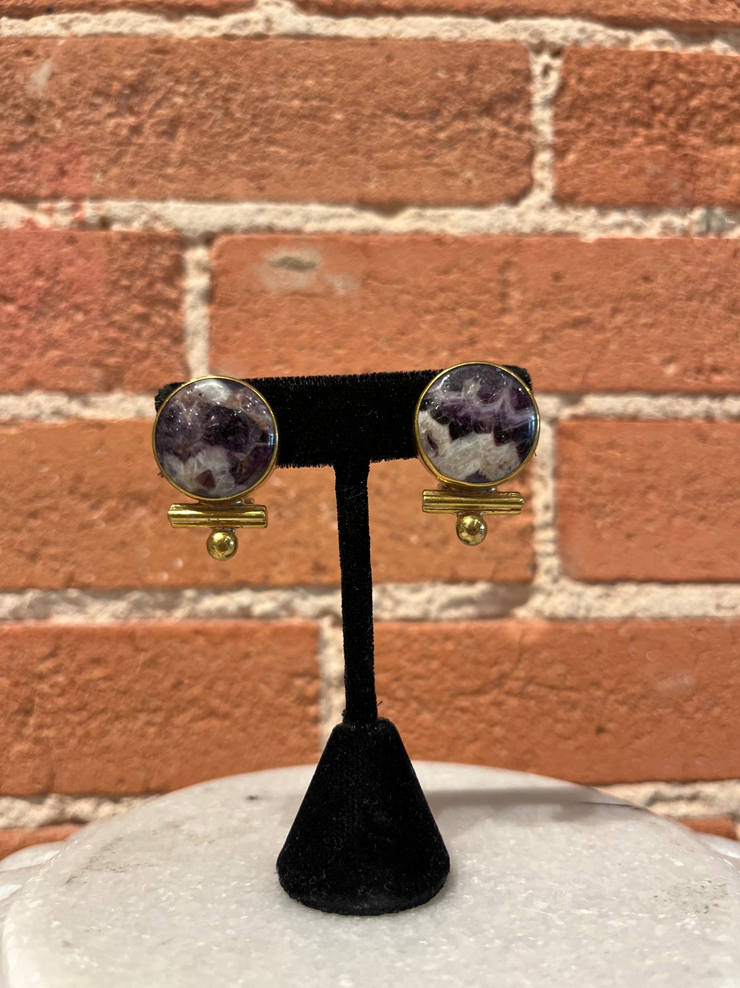 Jan Maclaughlin Earrings- Chevron Amethyst
