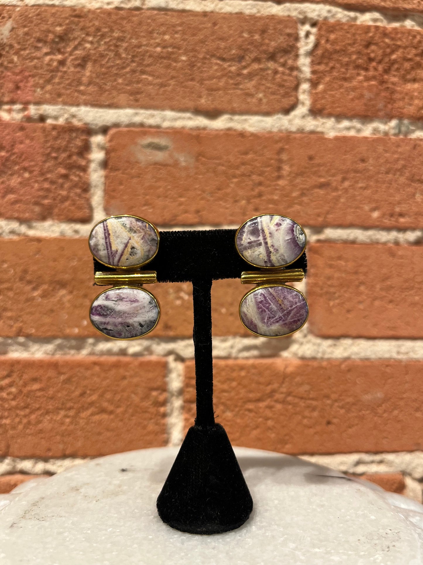 Jan Maclaughlin Earrings- Purple Sagenite
