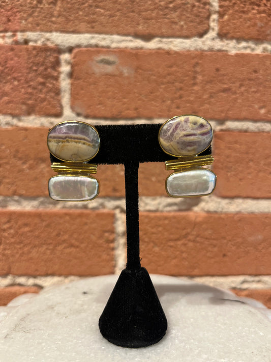 Jan McLaughlin Earrings- Amethyst Agate