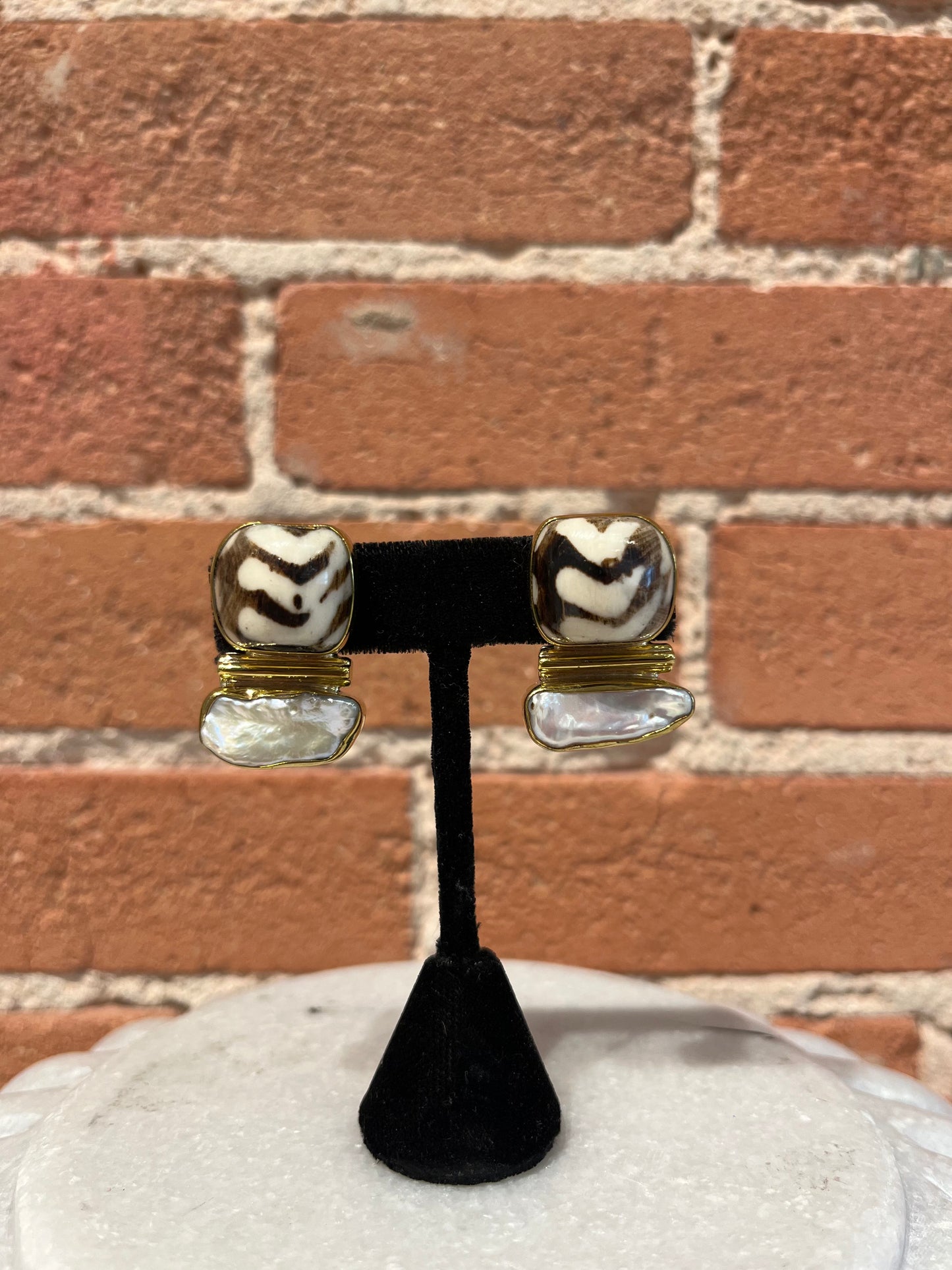 Jan Maclaughlin Earrings- Bone + Pearl