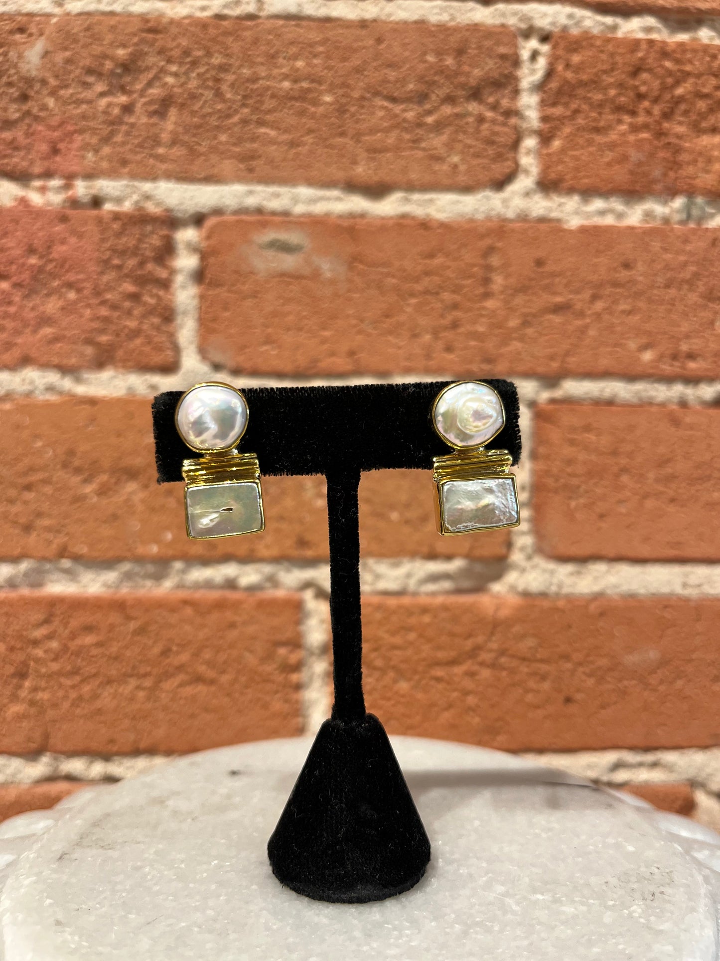 Jan Maclaughlin Earrings- Double Mother of Pearl