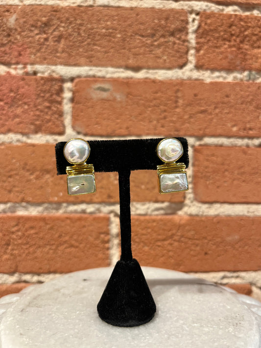 Jan McLaughlin Earrings- Double Mother of Pearl