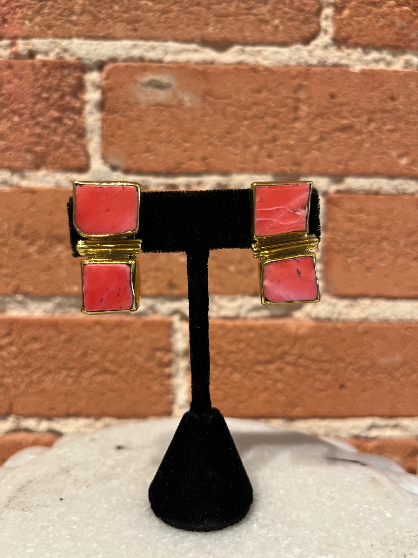Jan Maclaughlin Earrings- Orange Coral
