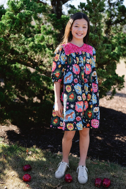 Girls Alice Dress- Black Cosmic