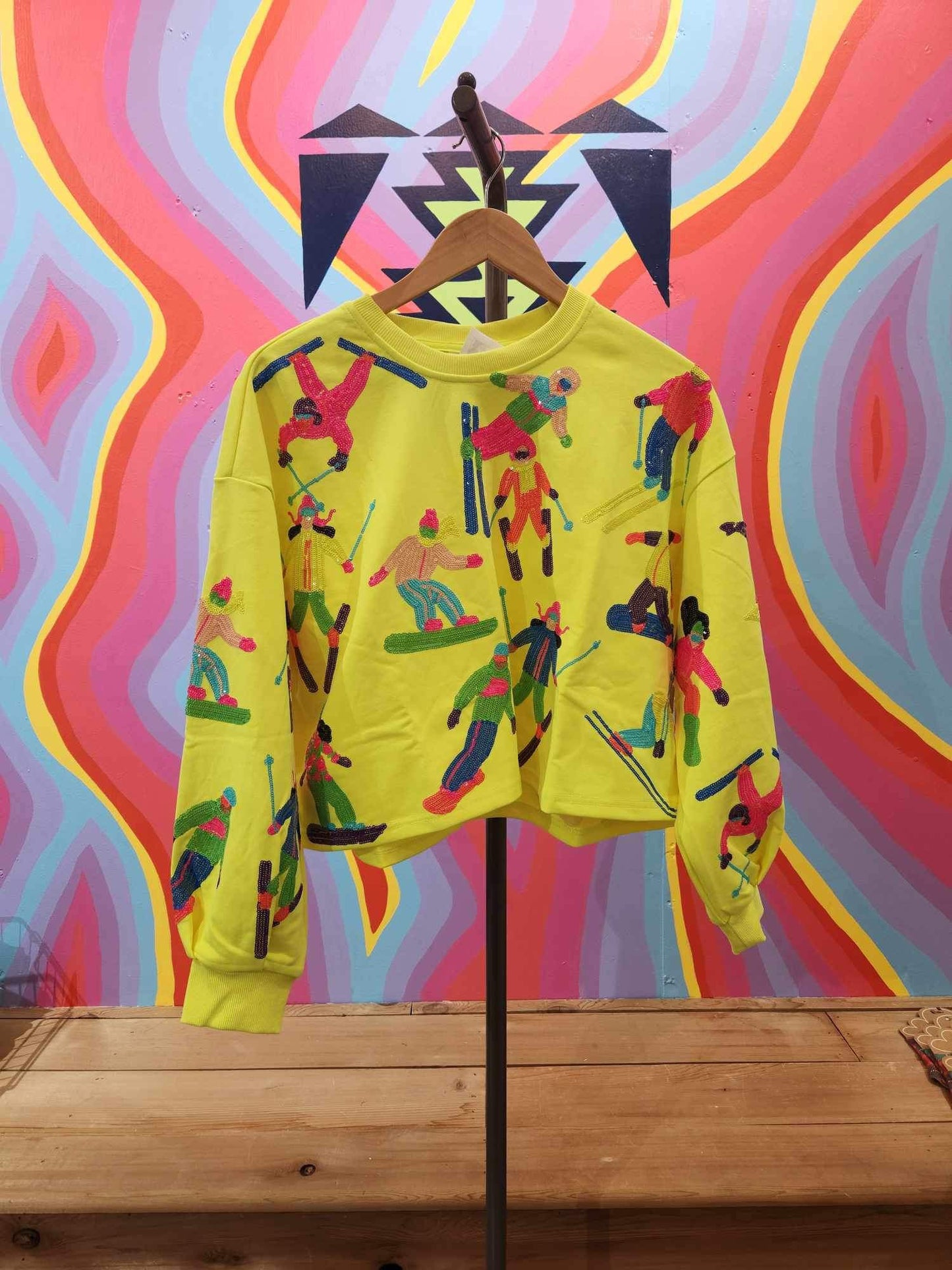 Neon Yellow Scatter Skier Sweatshirt