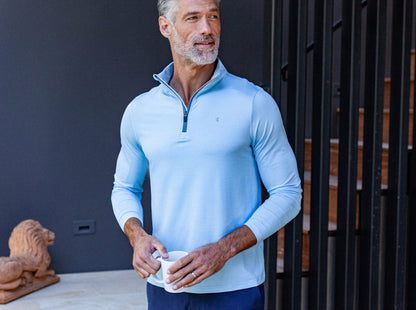 Feather Performance Pullover- Heather Blue