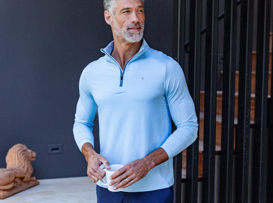 Feather Performance Pullover- Heather Blue