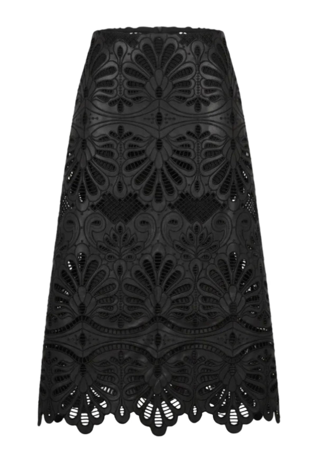 Lily Midi Skirt- Black Faux Leather
