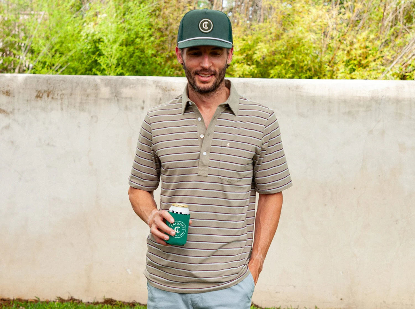 Top-Shelf Players Shirt- Olive Newman Stripe