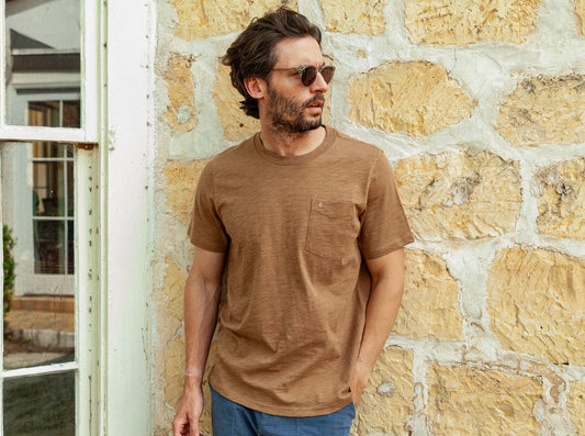 Slub Cotton Short Sleeve T-Shirt- Cedar