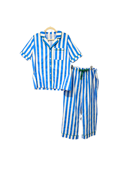 Caryn Lawn PJ Set- Blue Stripe