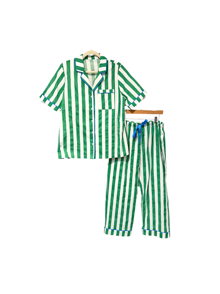 Caryn Lawn PJ Set- Green Stripe