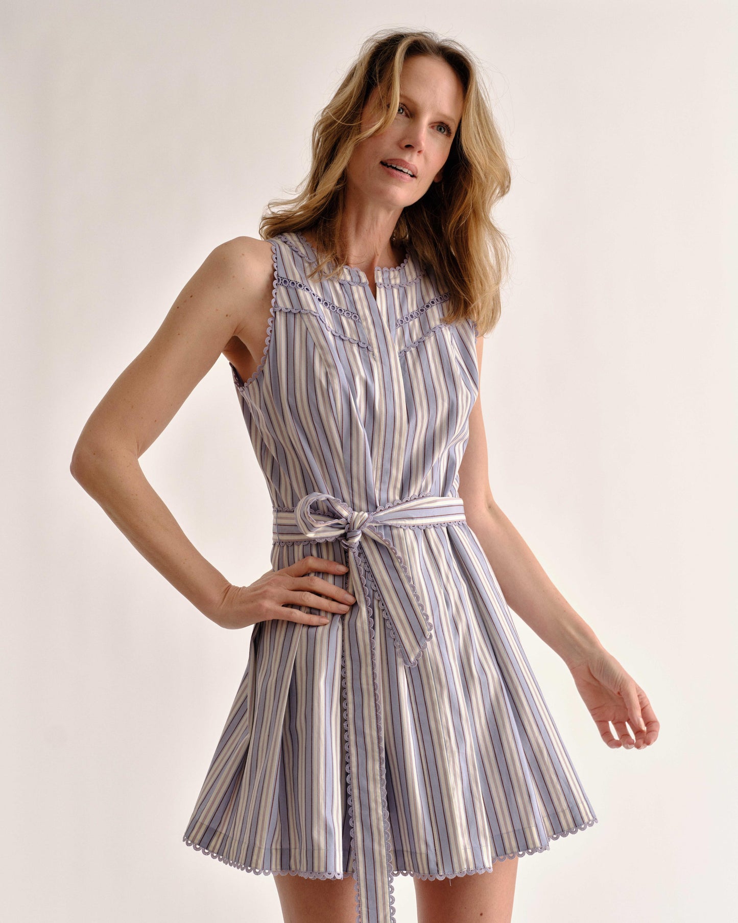 Hadley Romper- Pale Blue Stripe