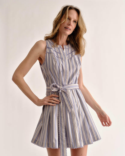 Hadley Romper- Pale Blue Stripe