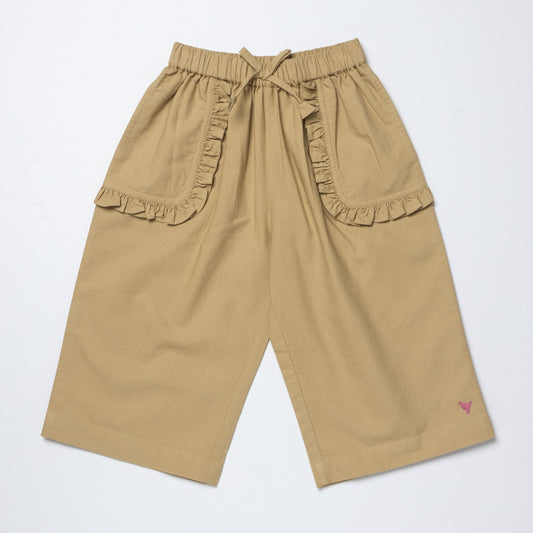 Girls Bailey Ruffle Pant - Khaki