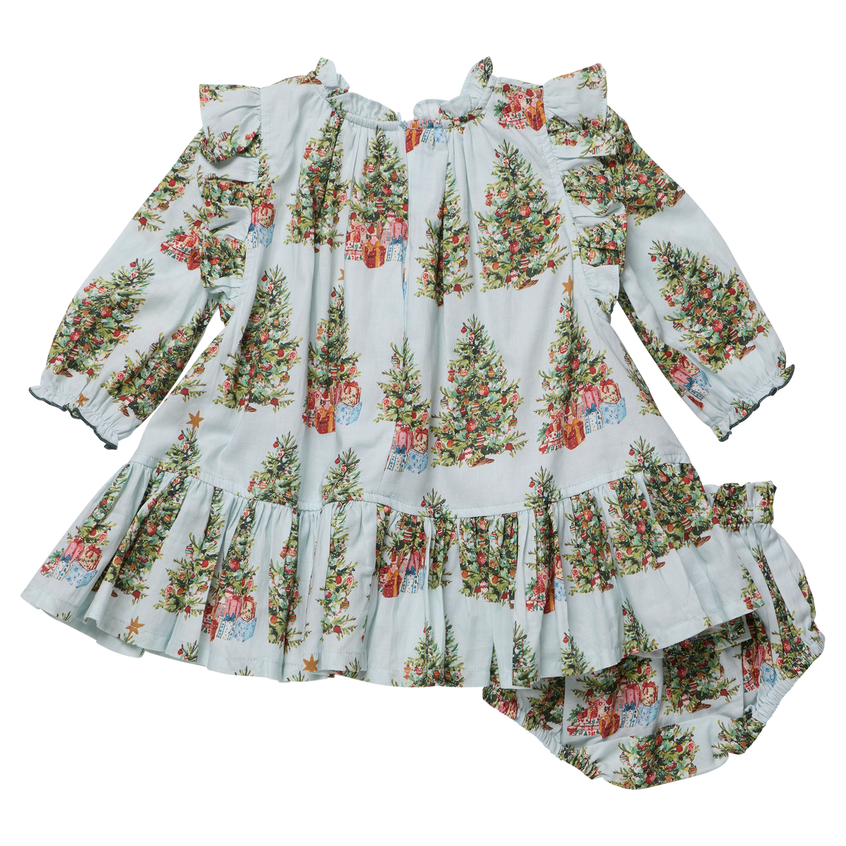Baby Girls Harper Dress Set- Trees + Presents