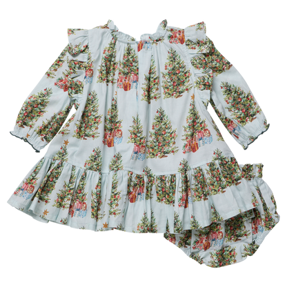 Baby Girls Harper Dress Set- Trees + Presents