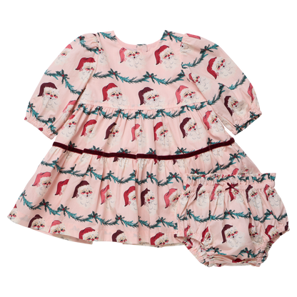 Baby Girls Maribelle Dress Set- Santa Garland