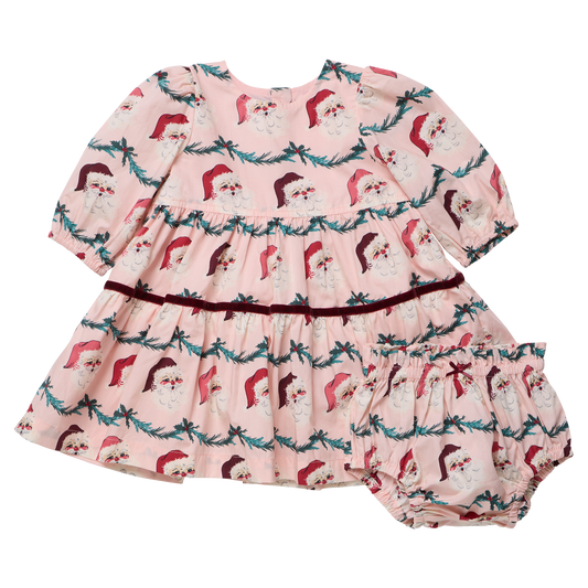 Baby Girls Maribelle Dress Set- Santa Garland