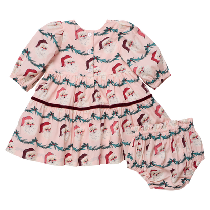Baby Girls Maribelle Dress Set- Santa Garland