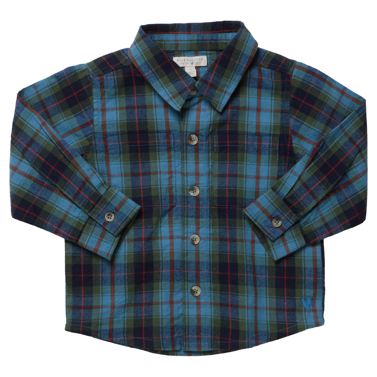 Boys Long Sleeve Jack Shirt - Blue Tartan