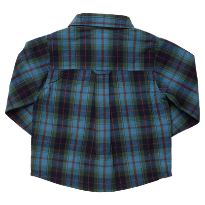 Boys Long Sleeve Jack Shirt - Blue Tartan