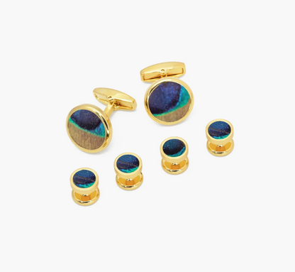 Capers Cufflink + Studs Set- Gold