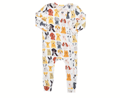 Baby Bamboo Romper- Small Watercolor Dogs
