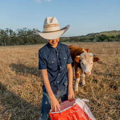 The Calf Scramble Kids Shirt by Poncho- Navy