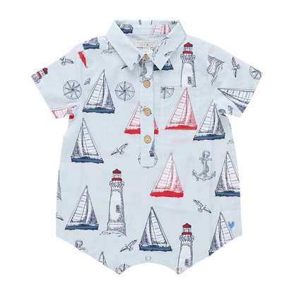 Baby Boys Easton Romper- Nautical