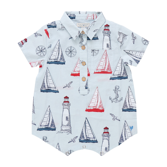 Baby Boys Easton Romper- Nautical