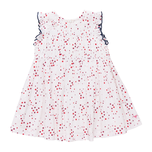 Girls Waverly Dress- Red Ditsy Stars