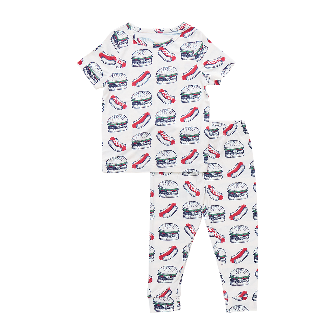 Kids Bamboo PJ Set- Hamburger Hotdog