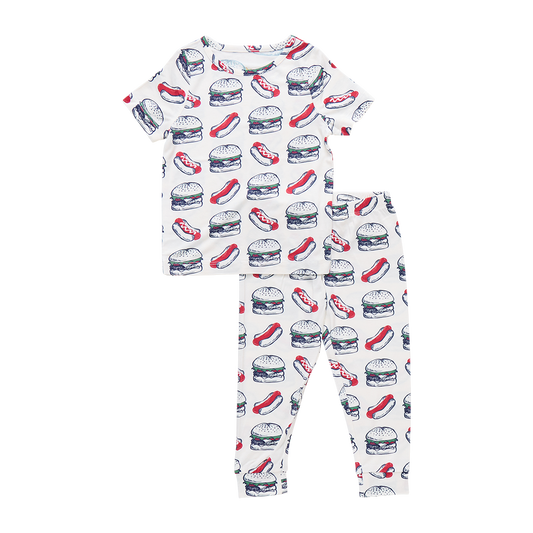 Kids Bamboo PJ Set- Hamburger Hotdog