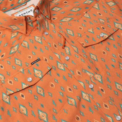 The Bisbee by Poncho- Orange Retro Diamond Print