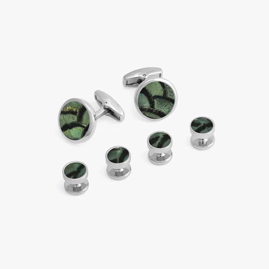Dewees Cufflink & Studs Set- Rhodium