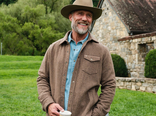 Wool Shacket- Herringbone Camel