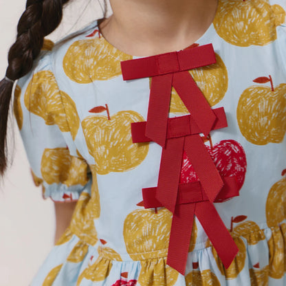 Girls Hermione Dress- Gold Apples