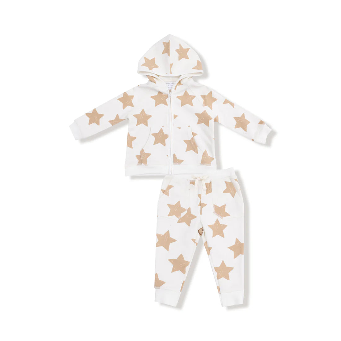 Hoodie + Jogger Pant Set- Ivory Stars