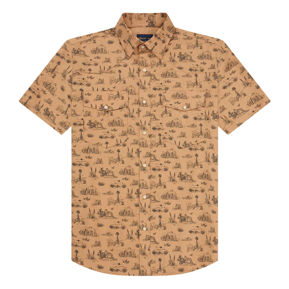 Signature Pearl Snap- Tan West Texas Toile