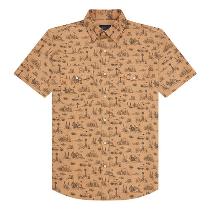 Signature Pearl Snap- Tan West Texas Toile