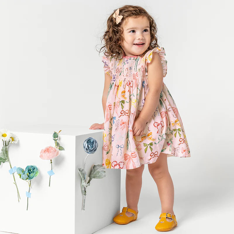 Baby Girls Stevie Dress- Watercolor Bows