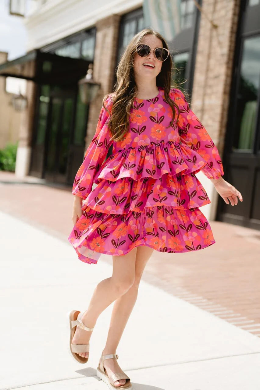 Girls Goldie Dress- Pink Floral