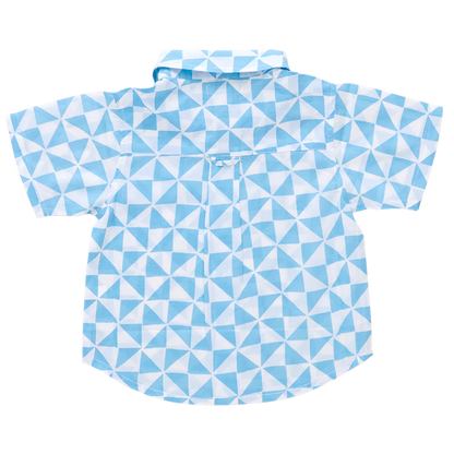 Baby Boys Jack Shirt- Blue Triangle Check