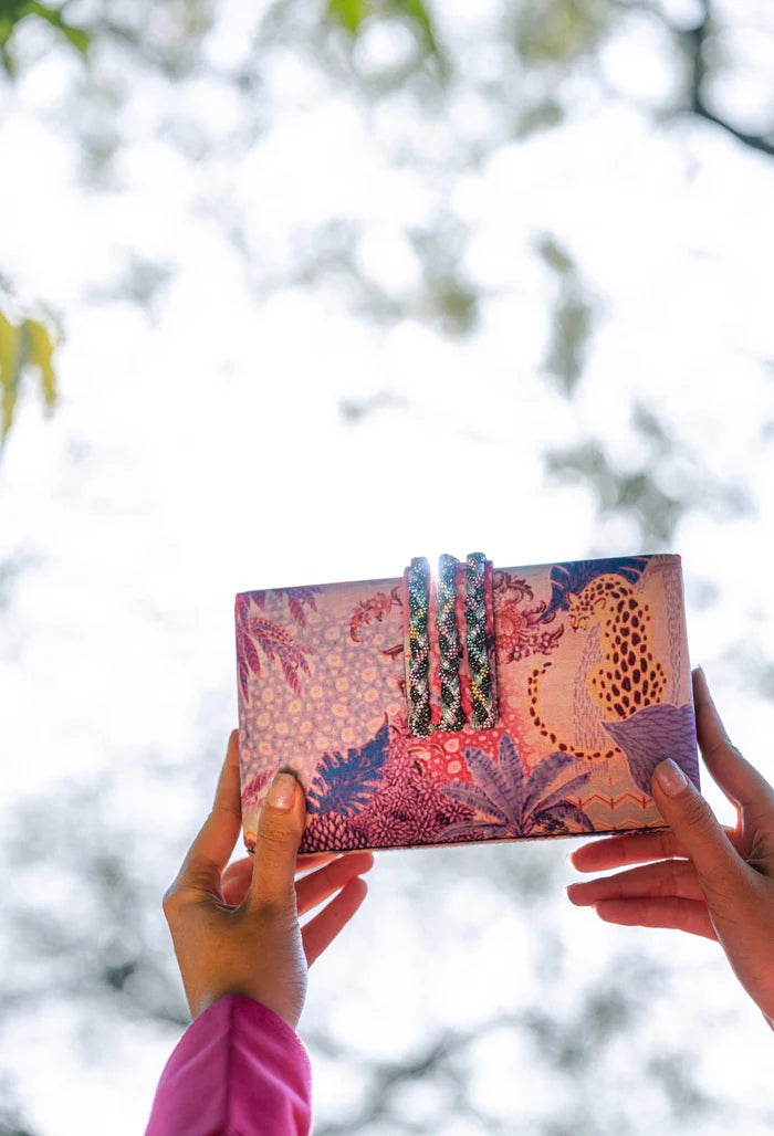 Pink Faerie Braided Fringe Clutch by Simitri