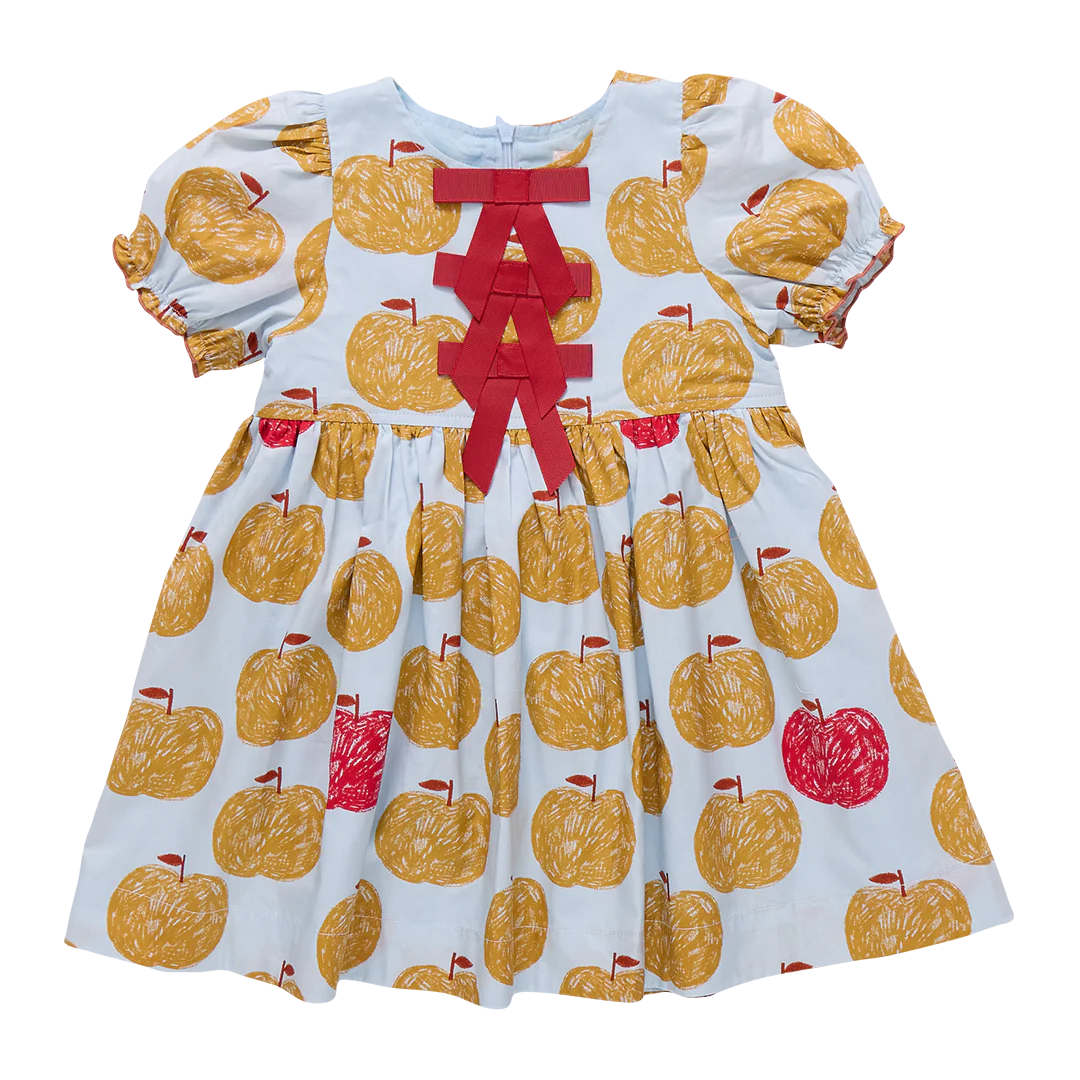 Girls Hermione Dress- Gold Apples