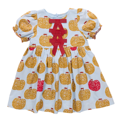 Girls Hermione Dress- Gold Apples