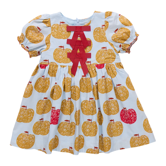 Girls Hermione Dress- Gold Apples
