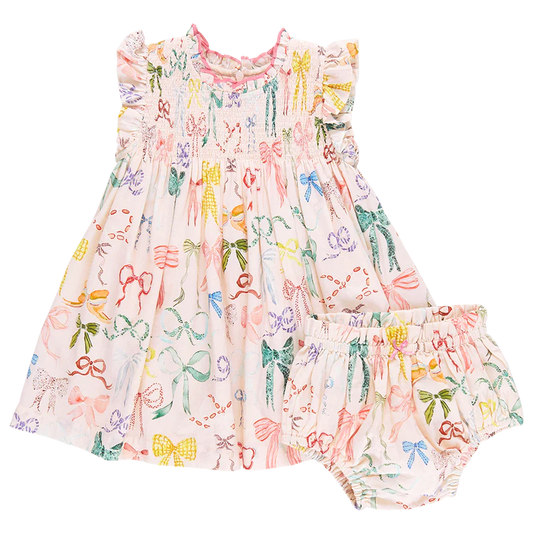 Baby Girls Stevie Dress- Watercolor Bows